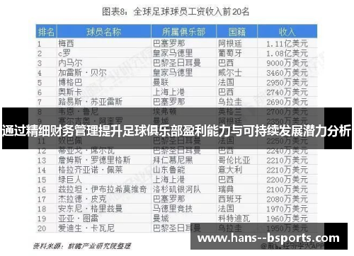 通过精细财务管理提升足球俱乐部盈利能力与可持续发展潜力分析 通过精细财务管理提升足球俱乐部盈利能力与可持续发展潜力分析